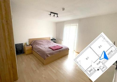 Schlafzimmer Richtung Fenster