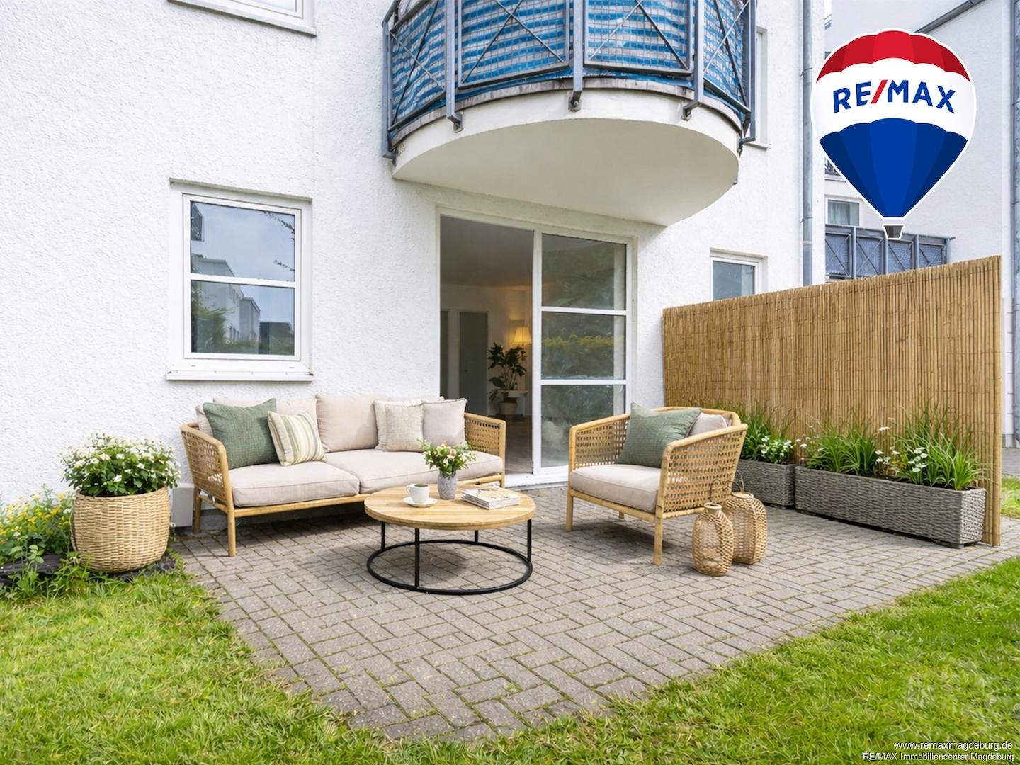 Terrasse mit KI möbliert