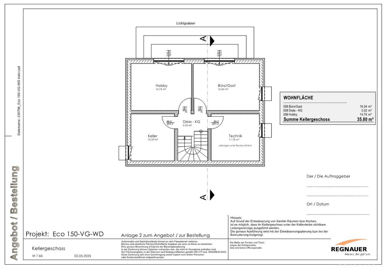 Kellergeschoss. (Seite 1)