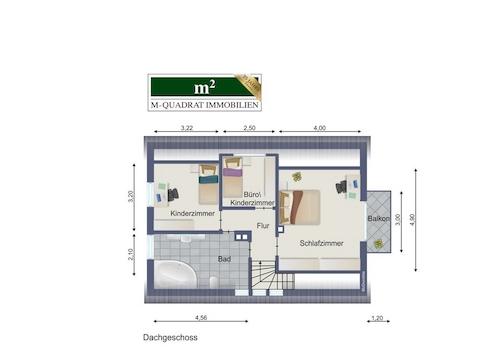 Grundriss Dachgeschoss optimiert u. bemaßt