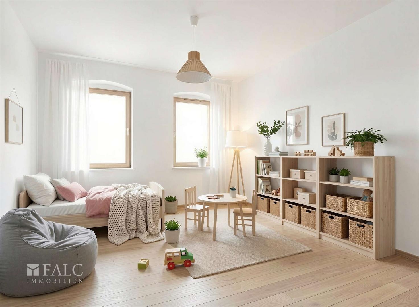 Kinderzimmer - Mögliche Gestaltung nach Renovierung (KI-Visualisierung)