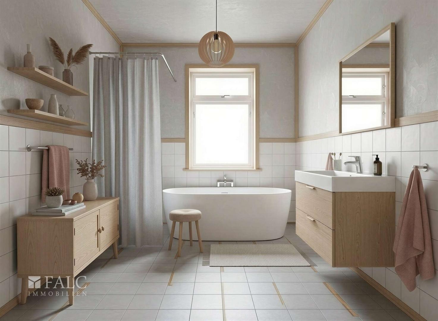 Badezimmer - Mögliche Gestaltung nach Renovierung (KI-Visualisierung)