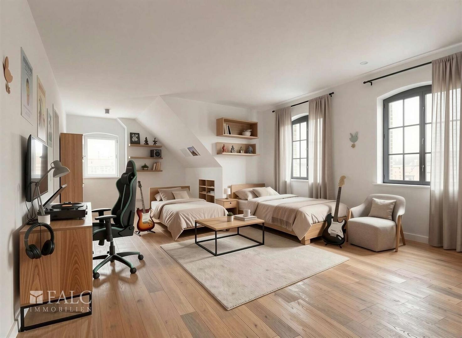 Dachgeschoss - Mögliche Gestaltung nach Renovierung (KI-Visualisierung)