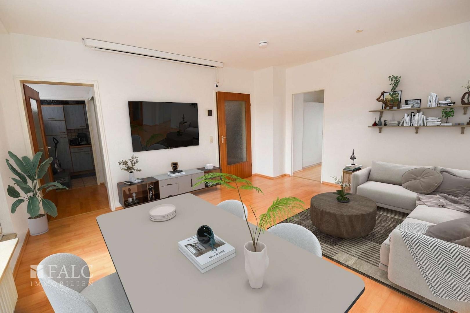 Wohnraum aus Ecke (virtuell möbliert)