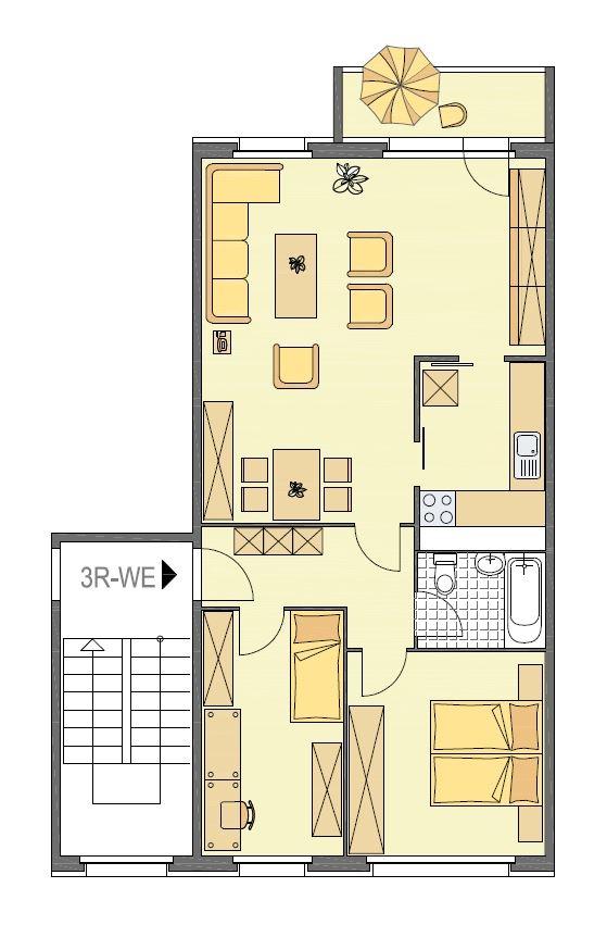 Eichenstraße 5 4.OG, Grundriss möbliert
