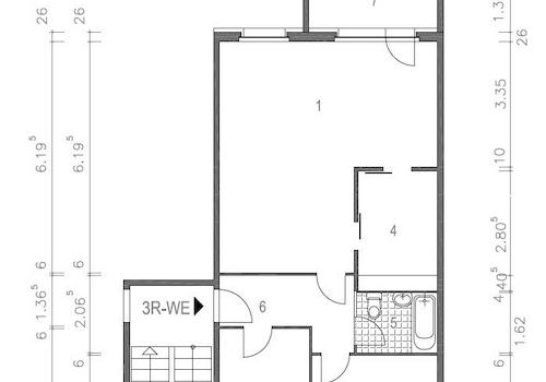 Eichenstraße 5 4.OG, Grundriss vermaßt