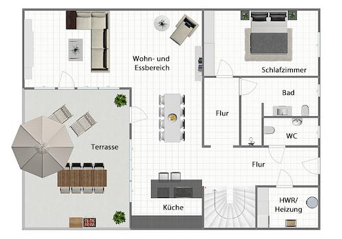 Grundriss Erdgeschoss (nicht maßstabsgetreu)