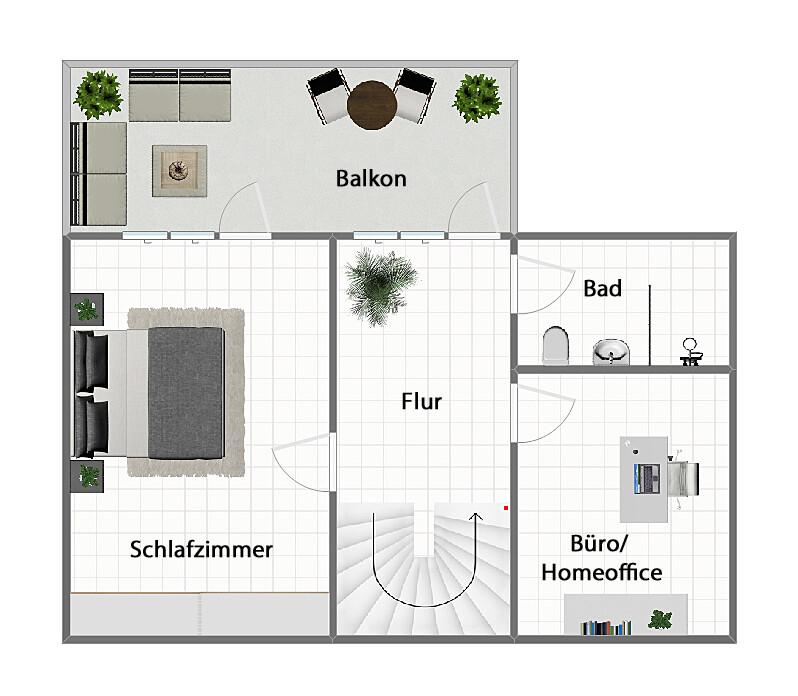 Grundriss Obergeschoss (nicht maßstabsgetreu)