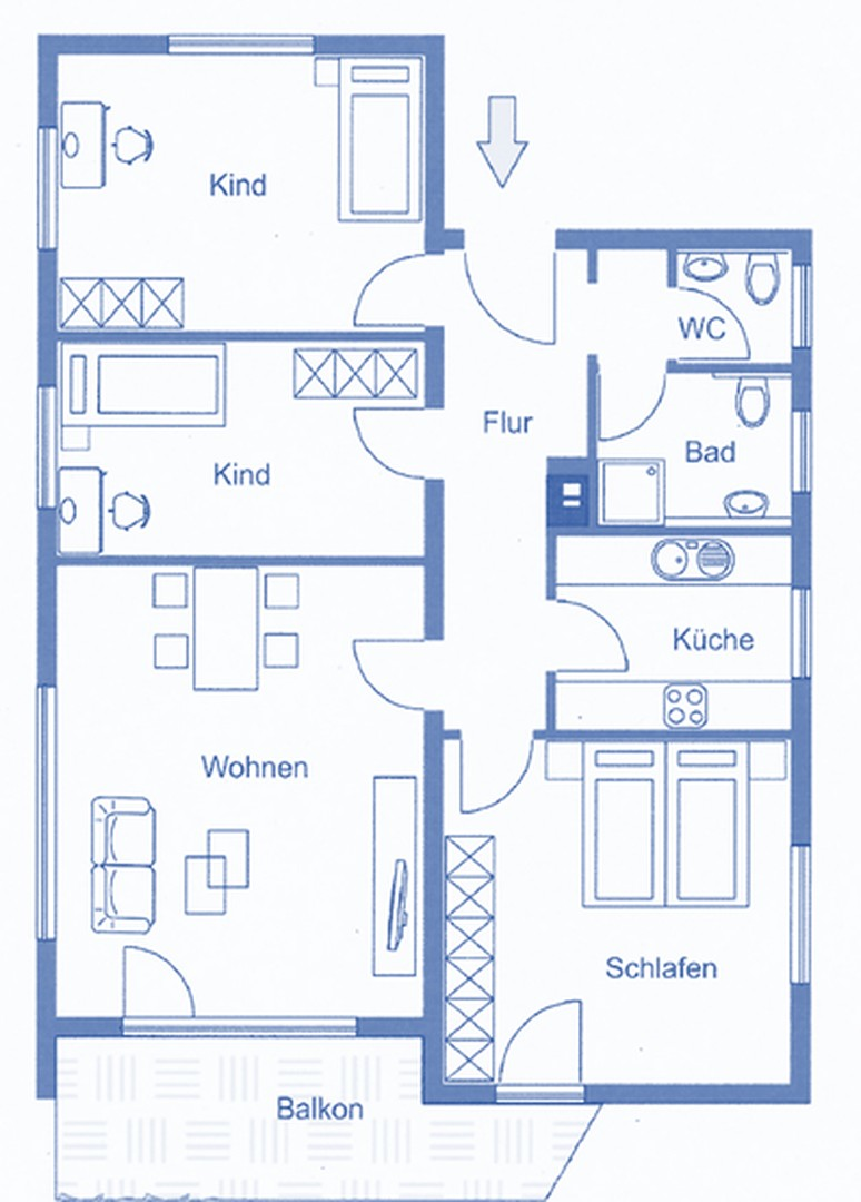Grundriss als 4Z Wohnung