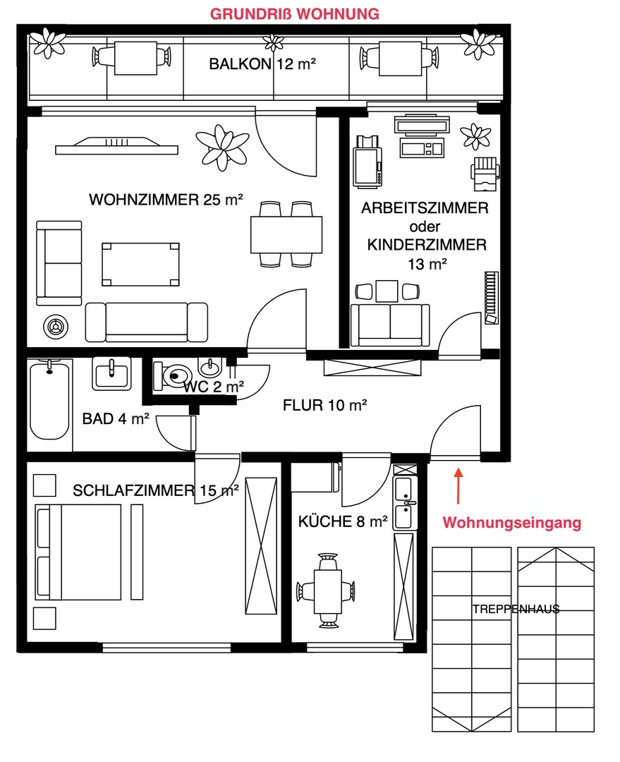 Grundriß der Wohnung