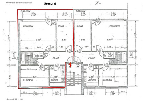 Grundriß der Wohnung links