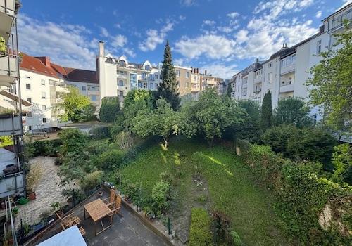 Blick Balkon Gartennutzung