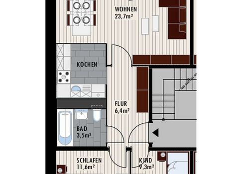 3-Raumwohnung mit Balkon