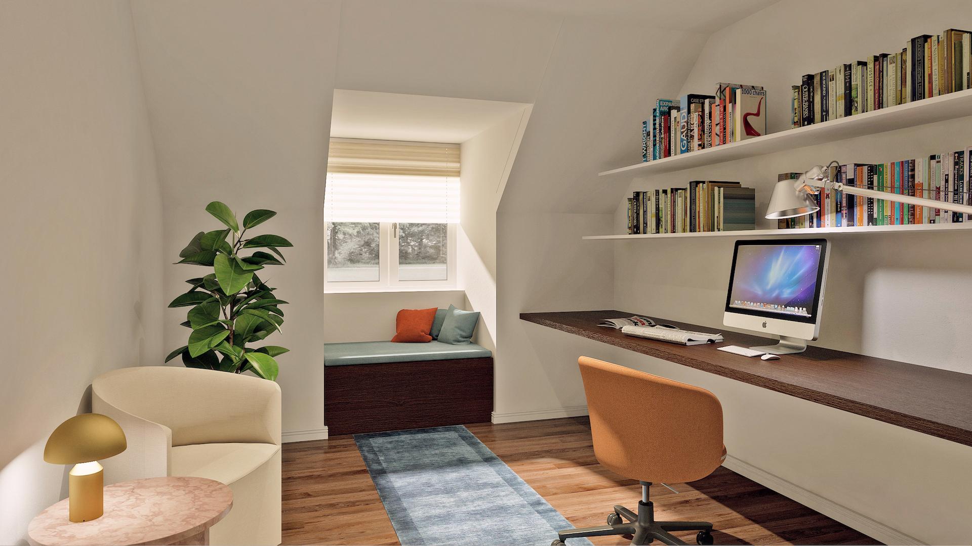 Rendering mit Einrichtung (Schlafen als Arbeitszimmer)