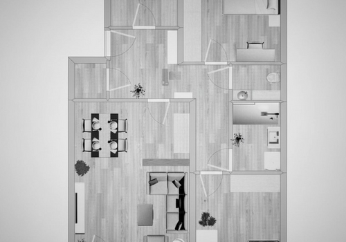 Grundriss mit Möblierungsbeisp