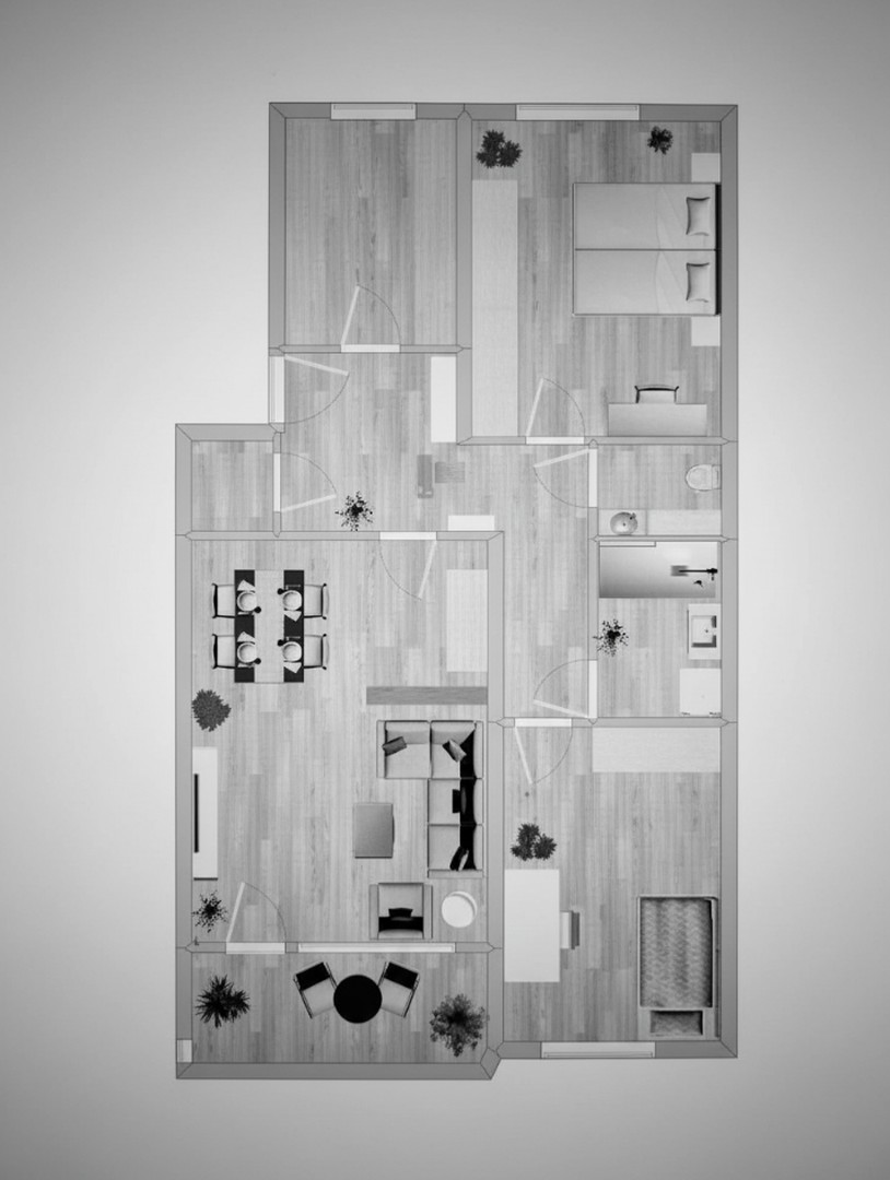 Grundriss mit Möblierungsbeisp