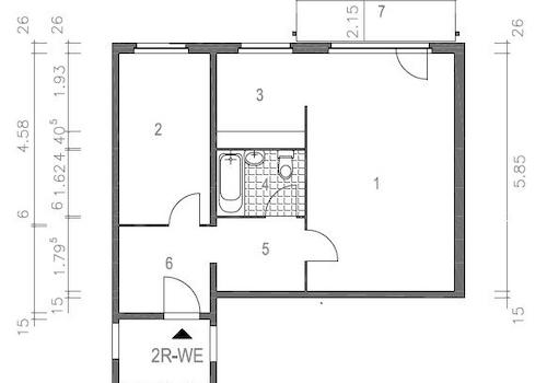 5.OG, Grundriss vermaßt
