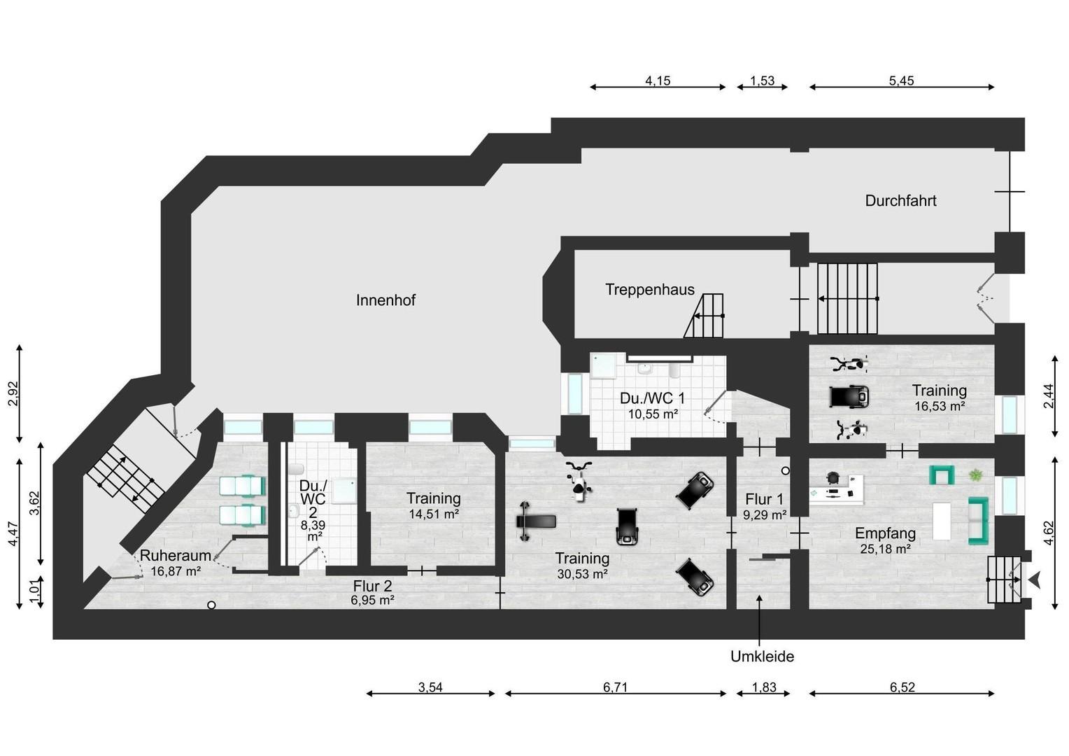 GRUNDRISS ALS FITNESS-STUDIO