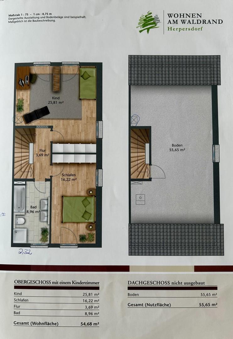 1. Obergeschoss und Dach