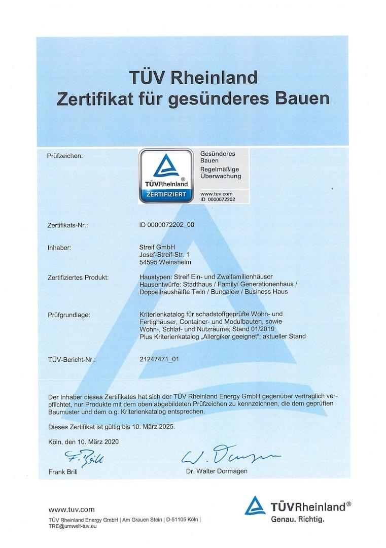 TÜV Zertifikat
