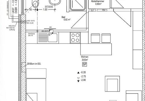 Grundriss mit Beispielmöbeln
