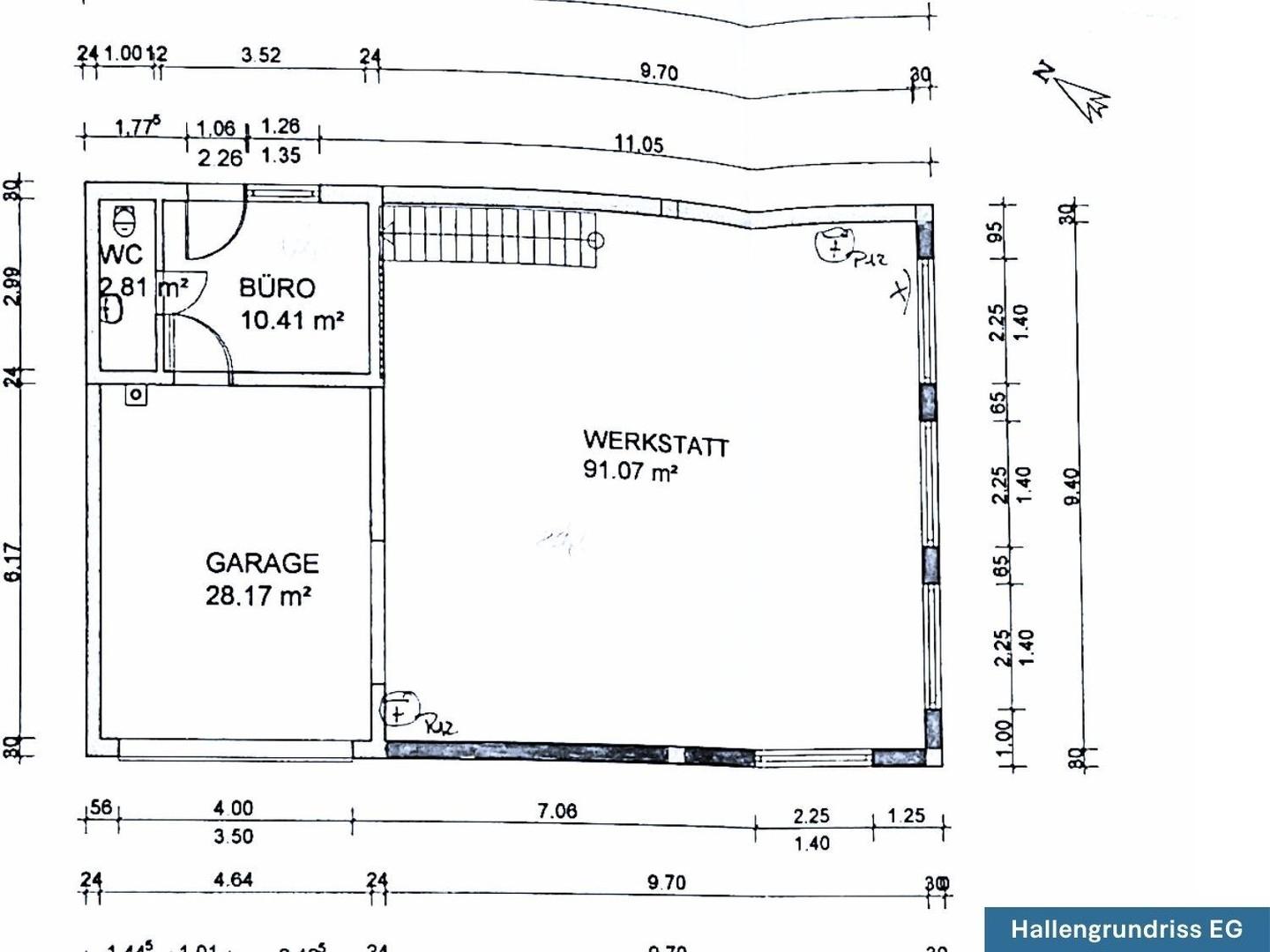 Grundriss Halle Büro