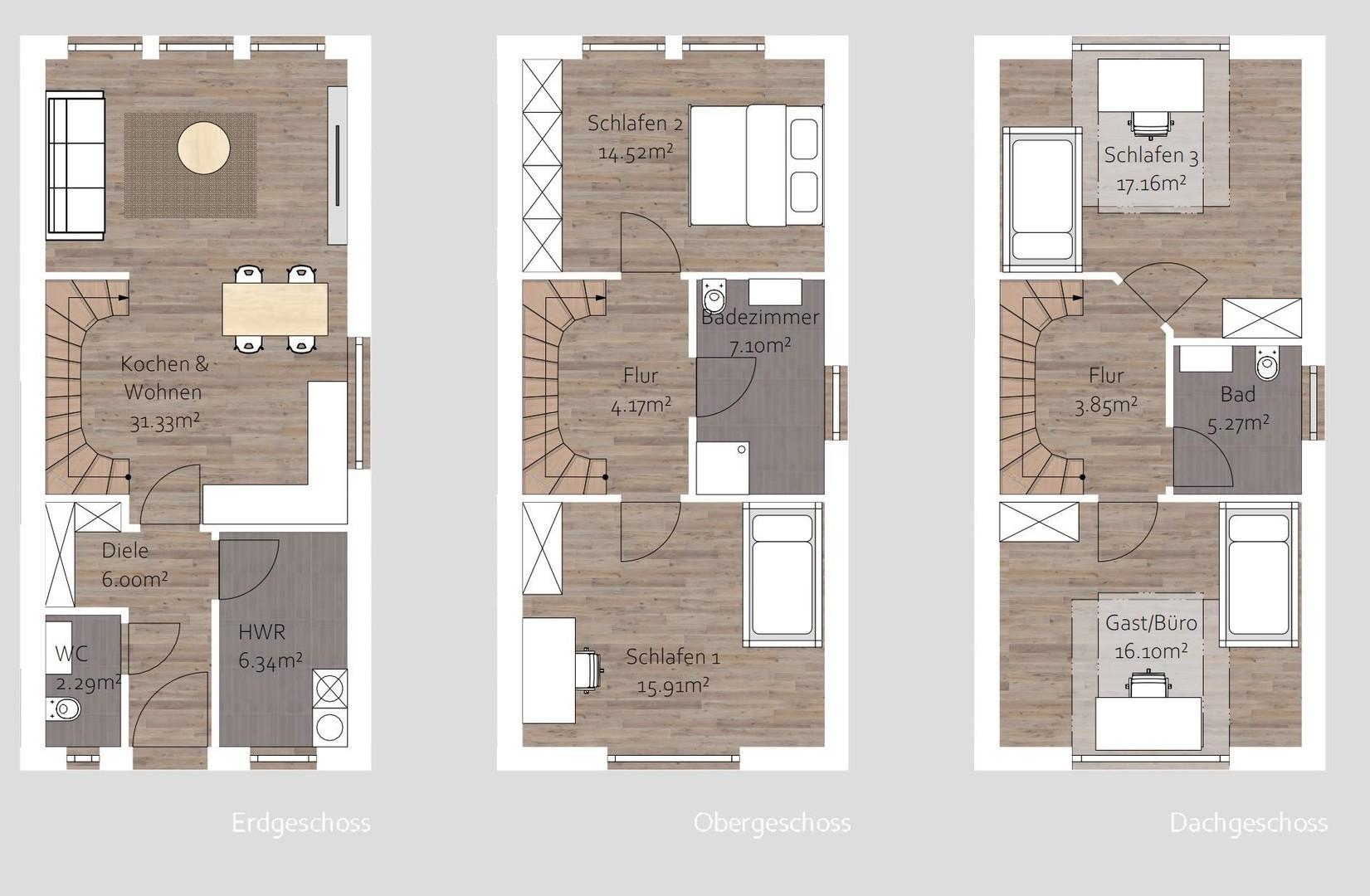 Grundriss Endreihenhaus