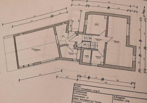 Erdgeschoß mit Anbau
