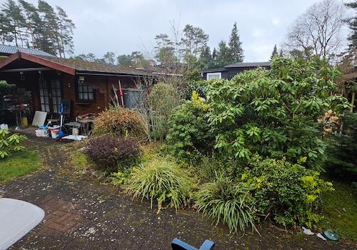 Ansicht Garten mit Gartenhaus 