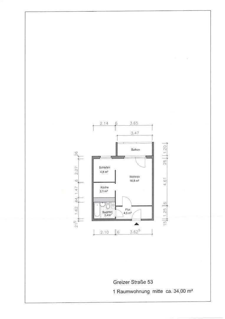 Grundriss mit Maßen