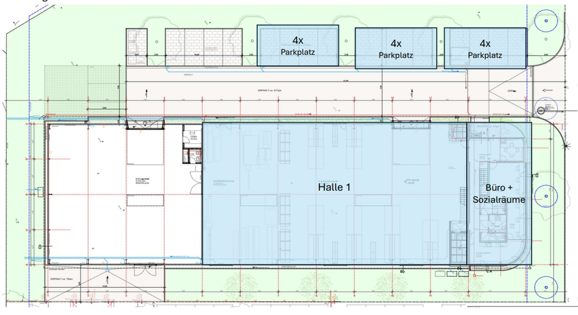 Draufsicht EG - Sektionen