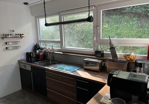 Küche mit Blick in Garten 