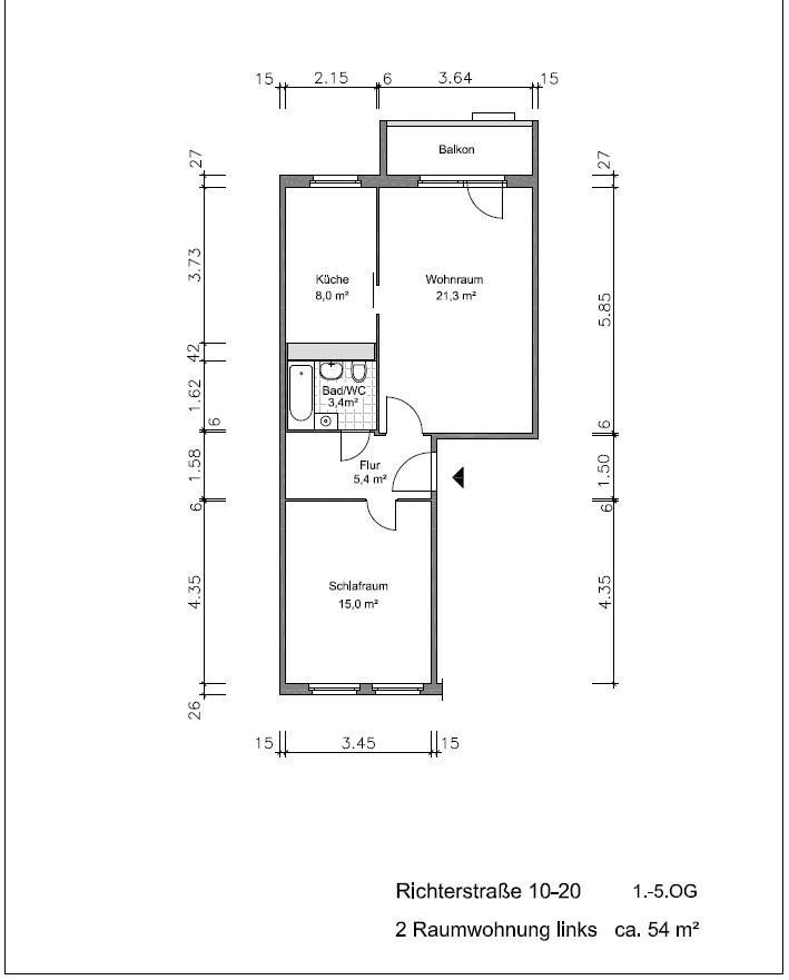 Grundriss mit Maßen