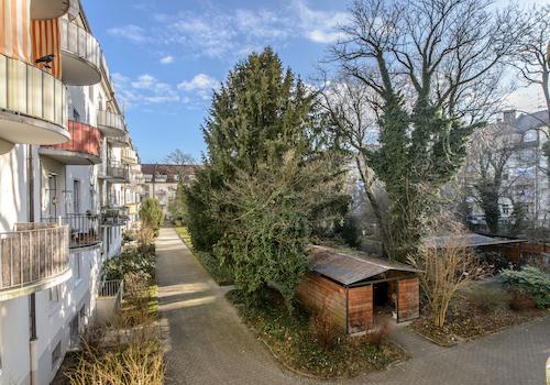 Blick zum Gemeinschaftsgarten