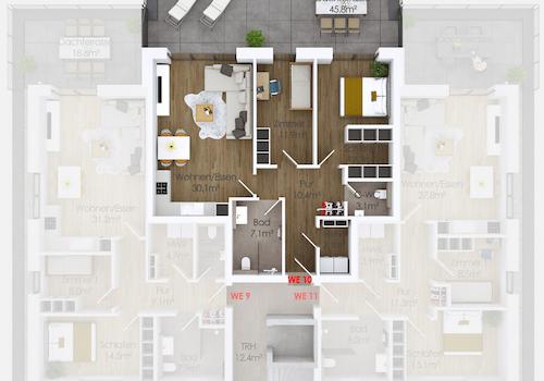 Grundriss Staffelgeschoss Wohnung 10