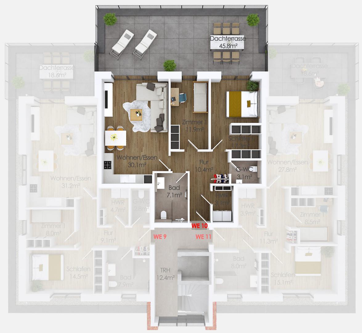 Grundriss Staffelgeschoss Wohnung 10