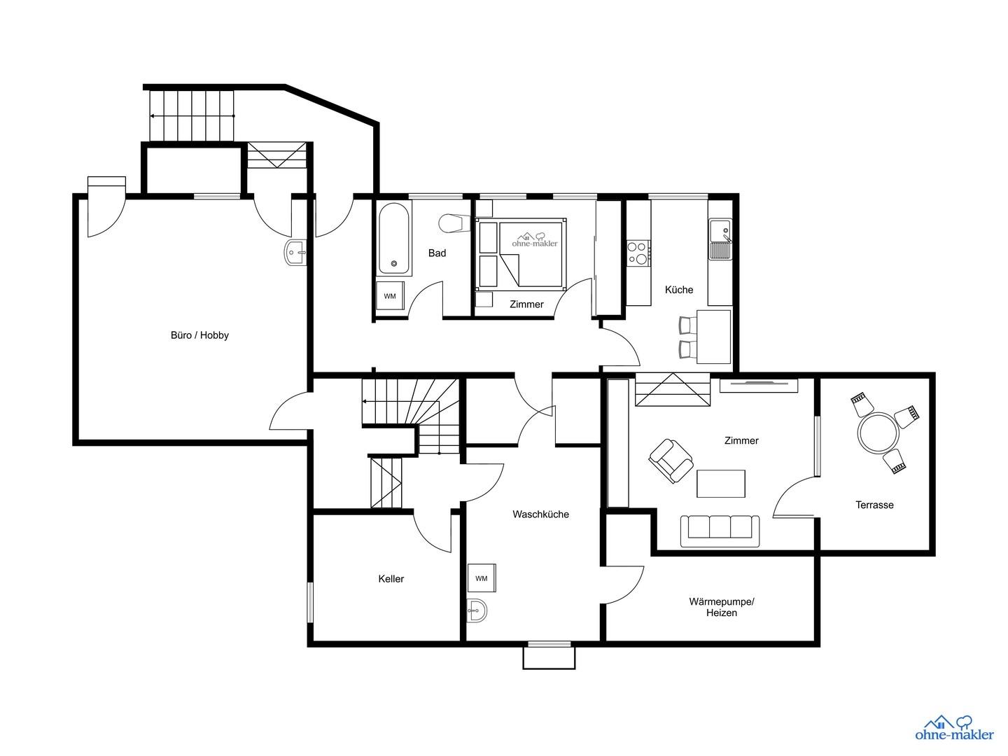 UG mit ELW und Büro/Hobby