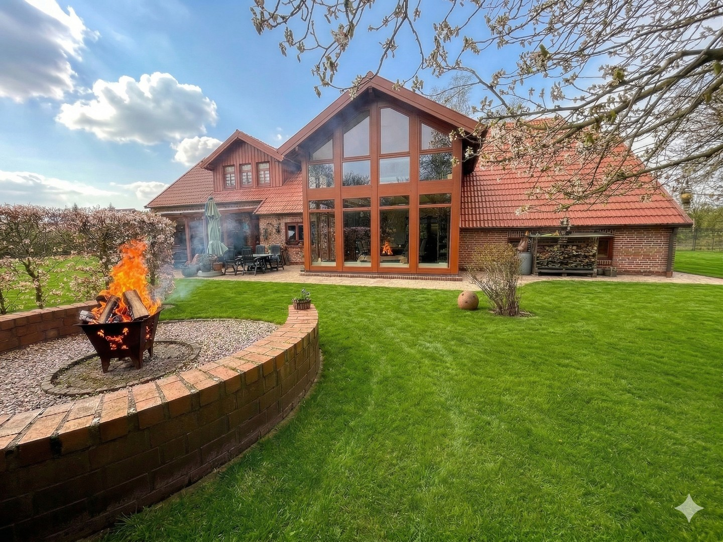 Garten, Terrasse, Feuerstelle