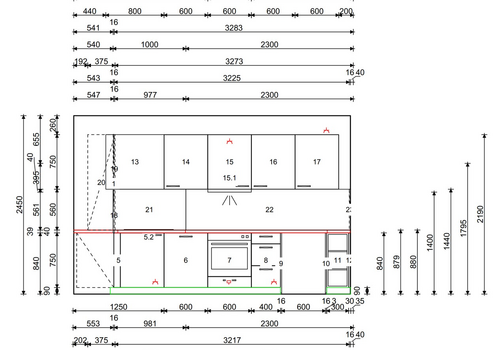 Küchenplanung "L" Arbeitszeile