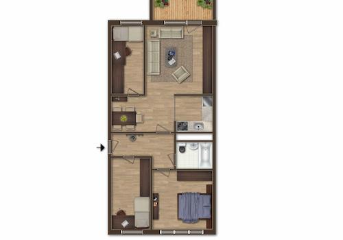 Grundrissskizze mit Balkon