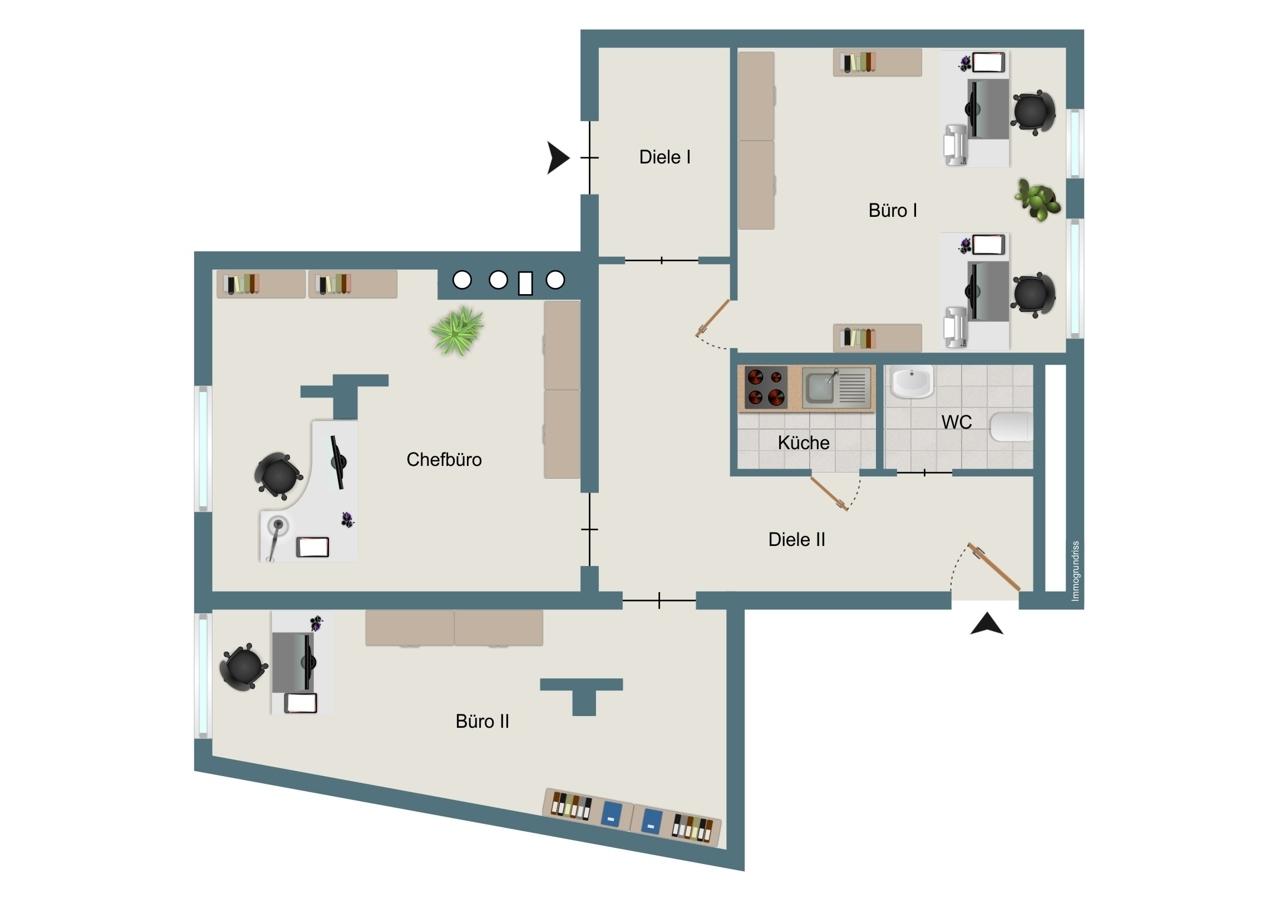 Büro-Grundriss Erdgeschoss