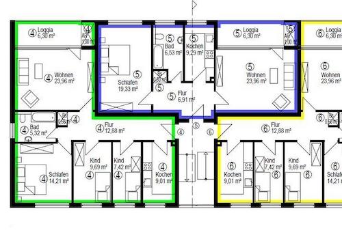 Wohnung 4 links, grün markier 