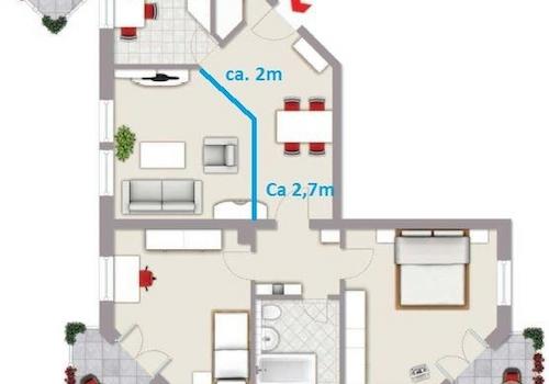 In blau eine Trockenbauwand