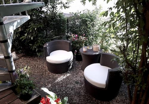 am Fuße d. Garten-Wendeltreppe