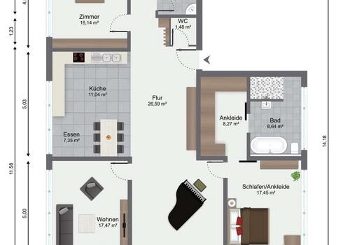 Marktplatz 13, W 5, Grundriss Wohnung