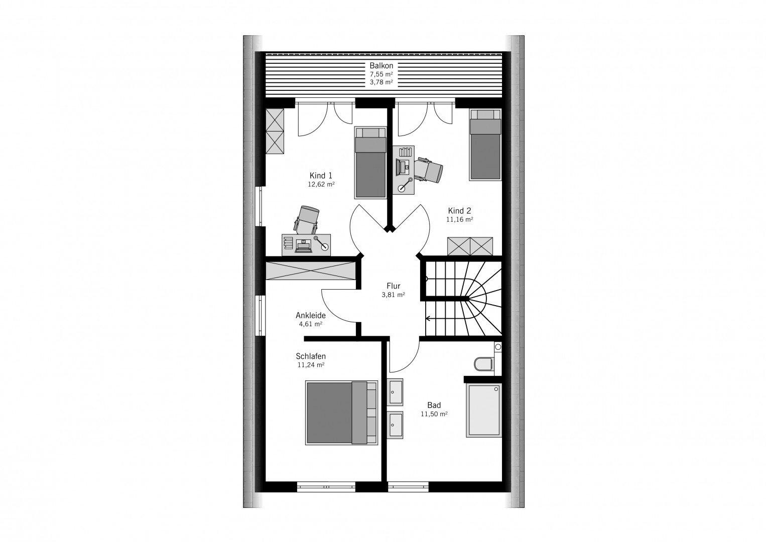 Grundriss OG haus links