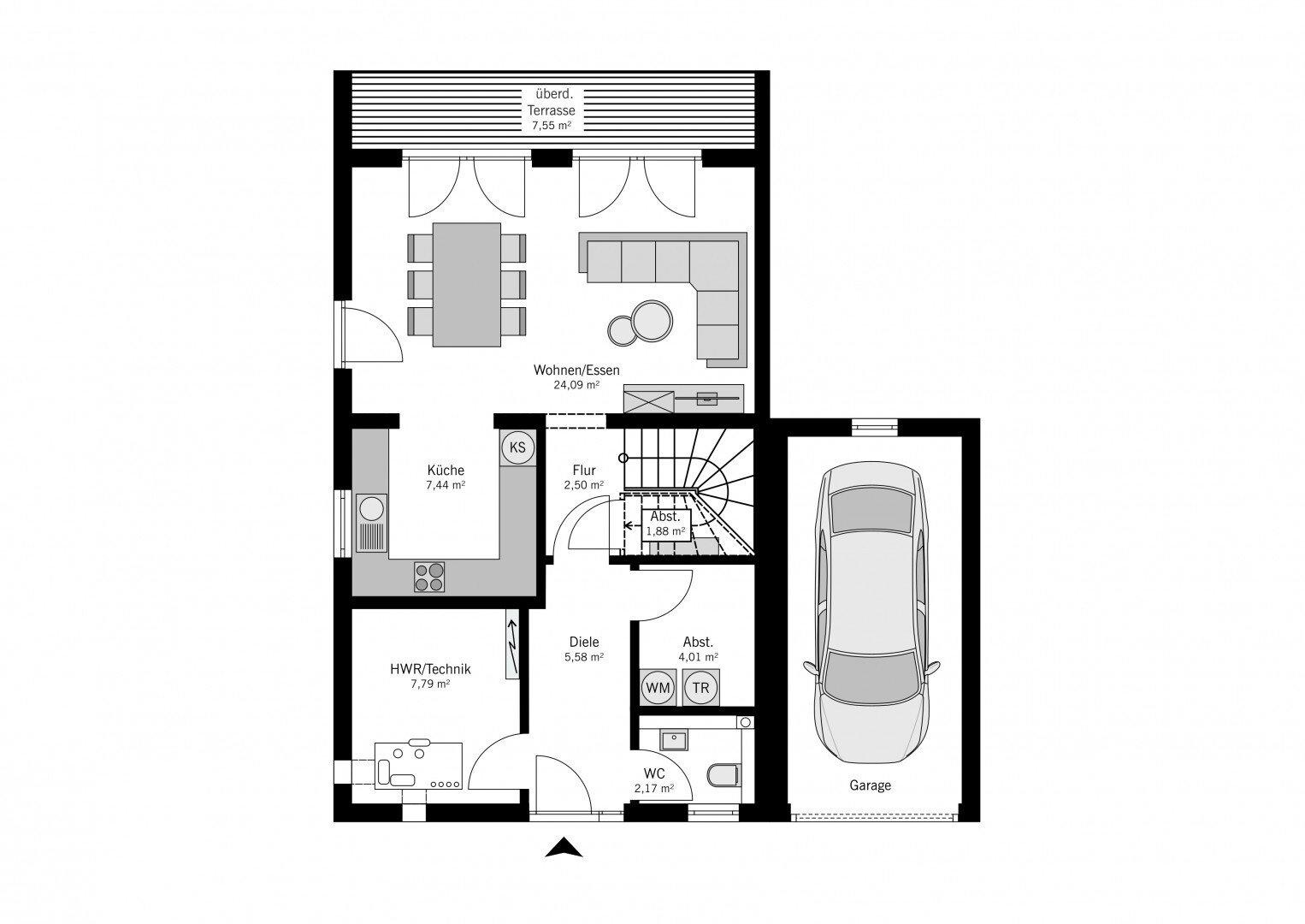 Grundriss EG Links