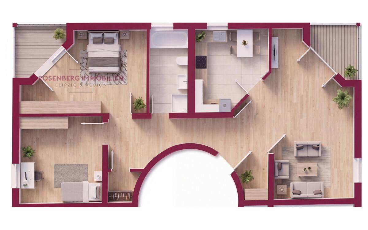 Immobilie in Taucha zu verkaufen_3-Raumwohnung_Grundriss