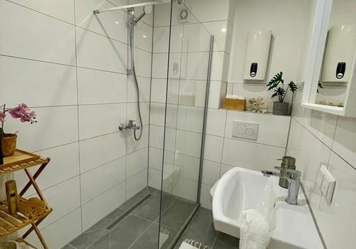 Modernes Bad mit Glasdusche