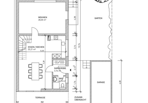 Erdgeschoss und Aussenanlagen